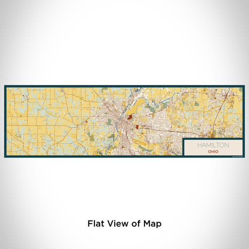 Flat View of Map Custom Hamilton Ohio Map Enamel Mug in Woodblock