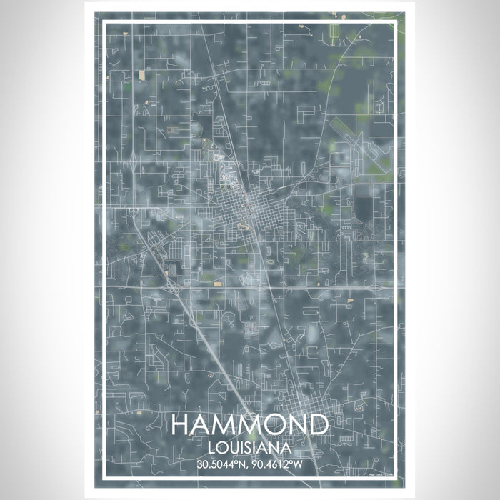 Hammond Louisiana Map Print Portrait Orientation in Afternoon Style With Shaded Background