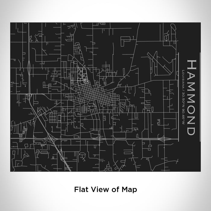 Rendered View of Hammond Louisiana Map Engraving on 20oz Stainless Steel Insulated Bottle with Bamboo Top in Black