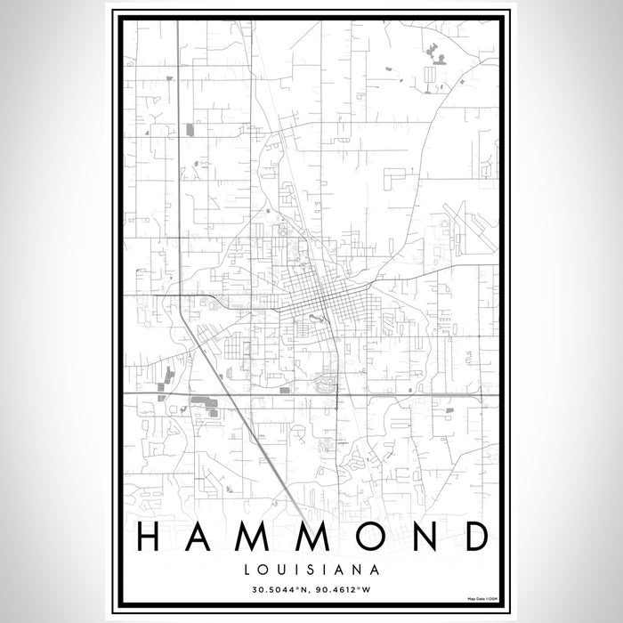 Hammond Louisiana Map Print Portrait Orientation in Classic Style With Shaded Background