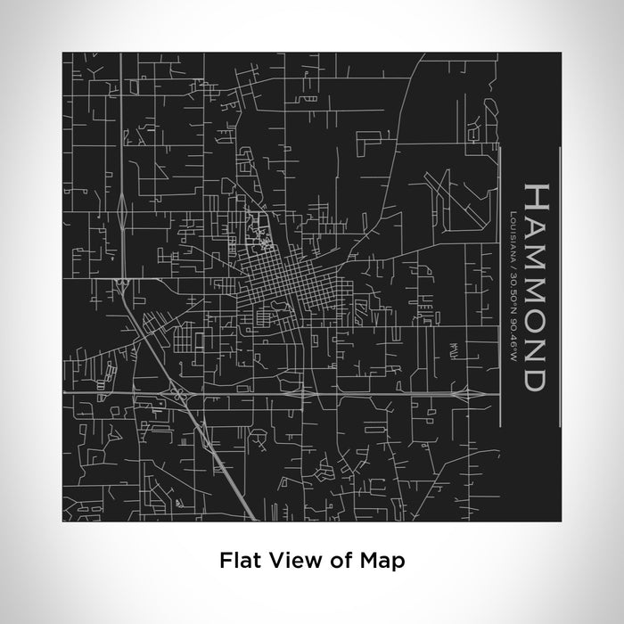 Rendered View of Hammond Louisiana Map Engraving on 17oz Stainless Steel Insulated Tumbler in Black