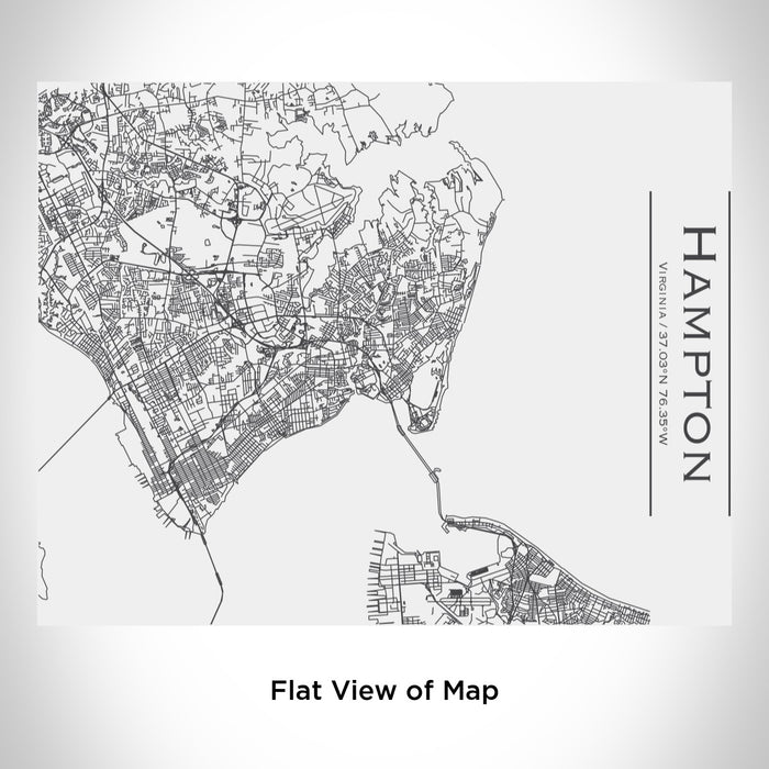 Rendered View of Hampton Virginia Map Engraving on 20oz Stainless Steel Insulated Bottle with Bamboo Top in White