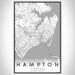 Hampton Virginia Map Print Portrait Orientation in Classic Style With Shaded Background