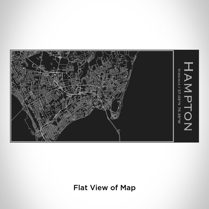 Rendered View of Hampton Virginia Map Engraving on 17oz Stainless Steel Insulated Cola Bottle in Black