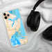 Custom Hampton Virginia Map Phone Case in Watercolor on Table with Black Headphones