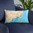Custom Hampton Virginia Map Throw Pillow in Watercolor on Blue Colored Chair