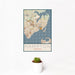 12x18 Hampton Virginia Map Print Portrait Orientation in Woodblock Style With Small Cactus Plant in White Planter