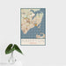 16x24 Hampton Virginia Map Print Portrait Orientation in Woodblock Style With Tropical Plant Leaves in Water