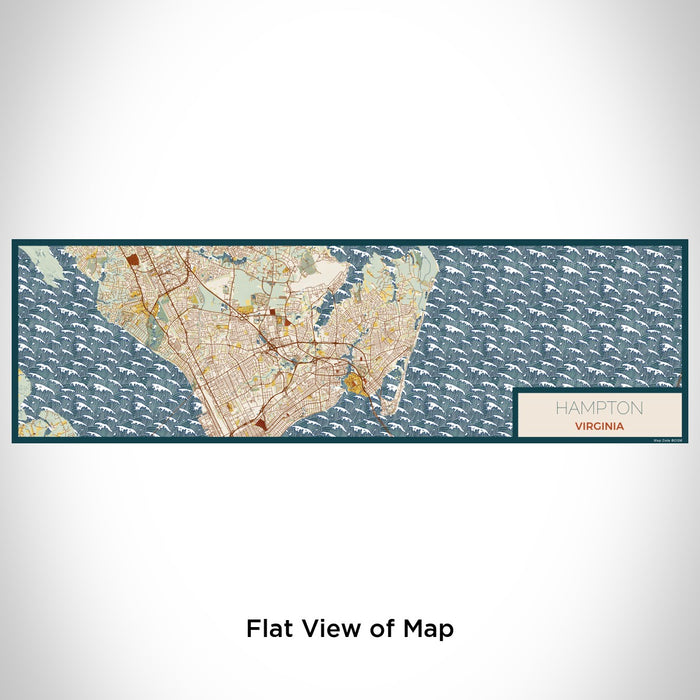 Flat View of Map Custom Hampton Virginia Map Enamel Mug in Woodblock