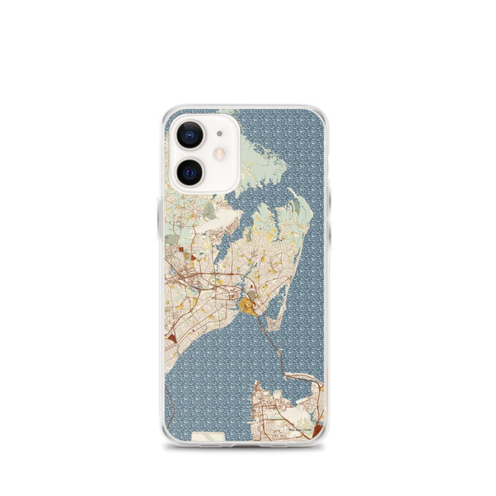 Custom Hampton Virginia Map iPhone 12 mini Phone Case in Woodblock