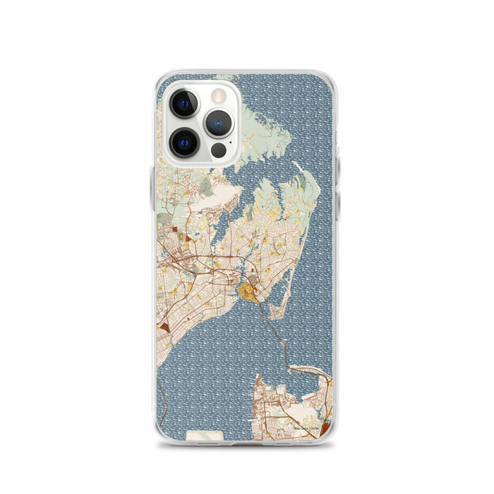 Custom Hampton Virginia Map iPhone 12 Pro Phone Case in Woodblock