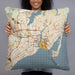 Person holding 22x22 Custom Hampton Virginia Map Throw Pillow in Woodblock
