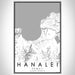 Hanalei Hawaii Map Print Portrait Orientation in Classic Style With Shaded Background