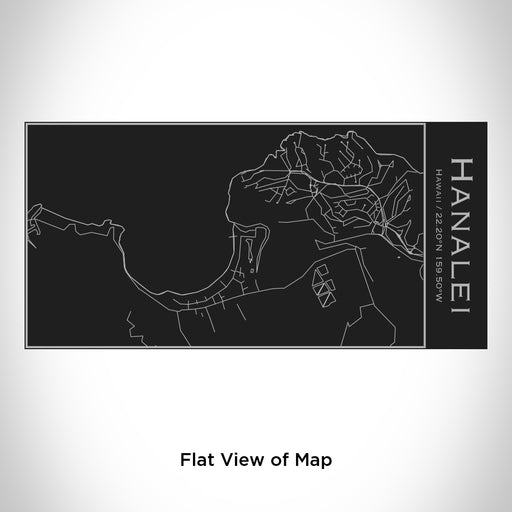 Rendered View of Hanalei Hawaii Map Engraving on 17oz Stainless Steel Insulated Cola Bottle in Black