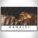 Hanalei Hawaii Map Print Landscape Orientation in Ember Style With Shaded Background