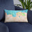 Custom Hanalei Hawaii Map Throw Pillow in Watercolor on Blue Colored Chair