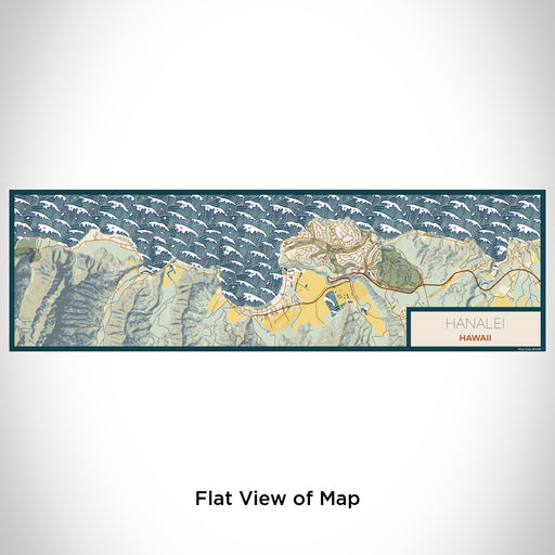 Flat View of Map Custom Hanalei Hawaii Map Enamel Mug in Woodblock