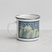Left View Custom Hanalei Hawaii Map Enamel Mug in Woodblock