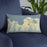 Custom Hanalei Hawaii Map Throw Pillow in Woodblock on Blue Colored Chair
