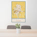 24x36 Hanford California Map Print Portrait Orientation in Woodblock Style Behind 2 Chairs Table and Potted Plant