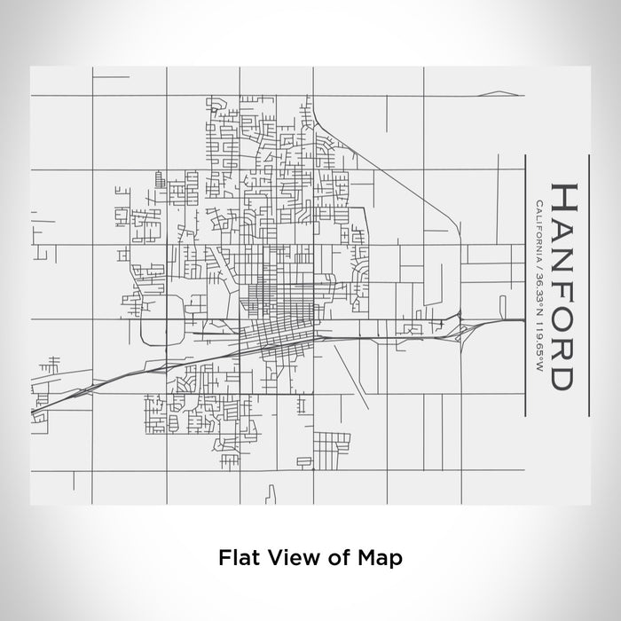 Rendered View of Hanford California Map Engraving on 20oz Stainless Steel Insulated Bottle with Bamboo Top in White