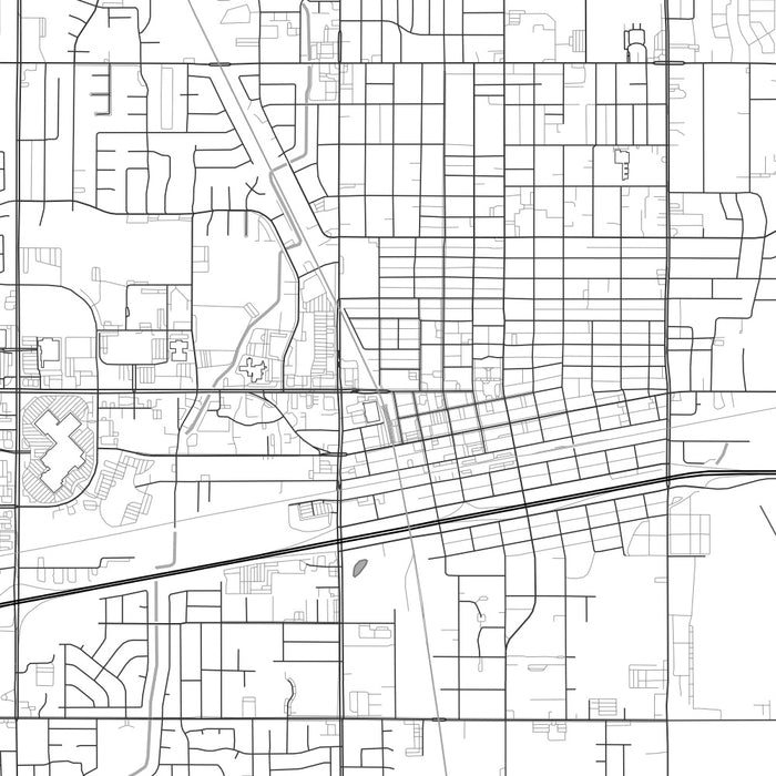 Hanford California Map Print in Classic Style Zoomed In Close Up Showing Details