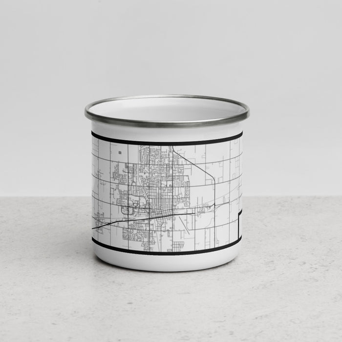 Front View Custom Hanford California Map Enamel Mug in Classic