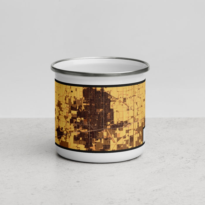 Front View Custom Hanford California Map Enamel Mug in Ember
