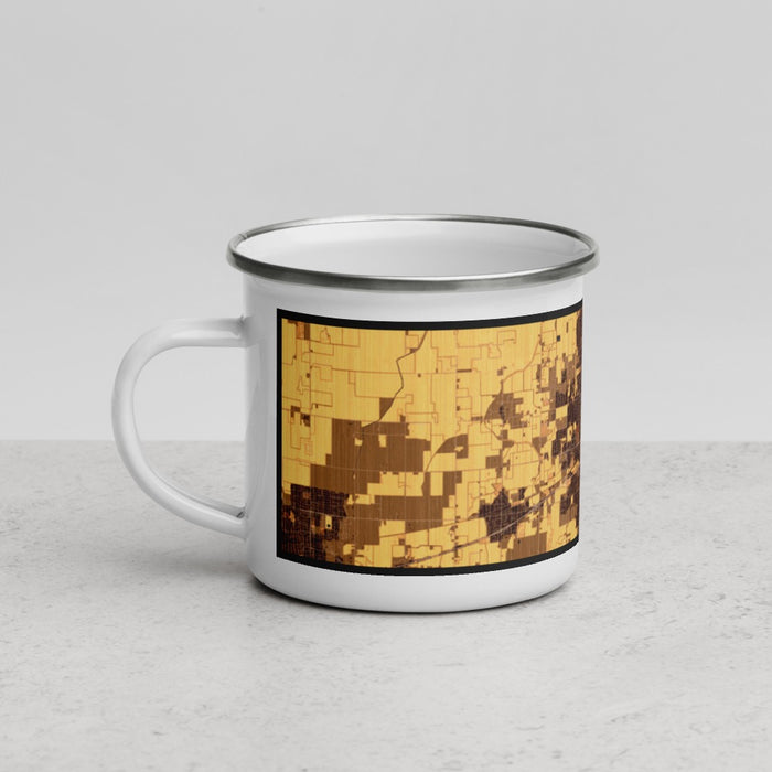 Left View Custom Hanford California Map Enamel Mug in Ember