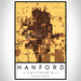 Hanford California Map Print Portrait Orientation in Ember Style With Shaded Background