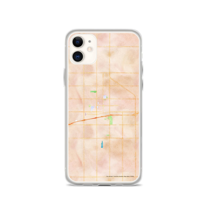 Custom iPhone 11 Hanford California Map Phone Case in Watercolor