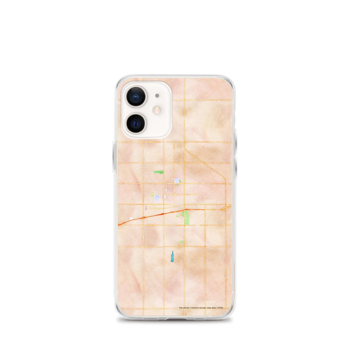 Custom iPhone 12 mini Hanford California Map Phone Case in Watercolor