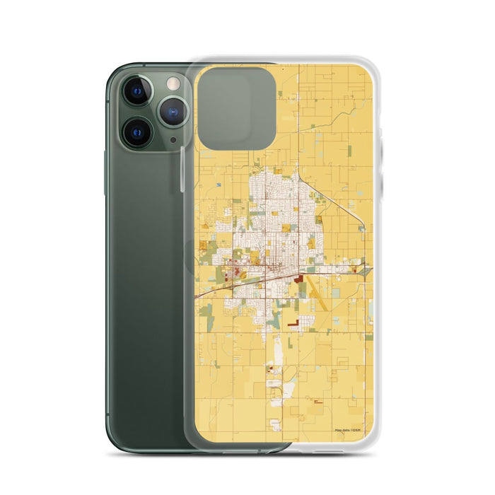 Custom Hanford California Map Phone Case in Woodblock