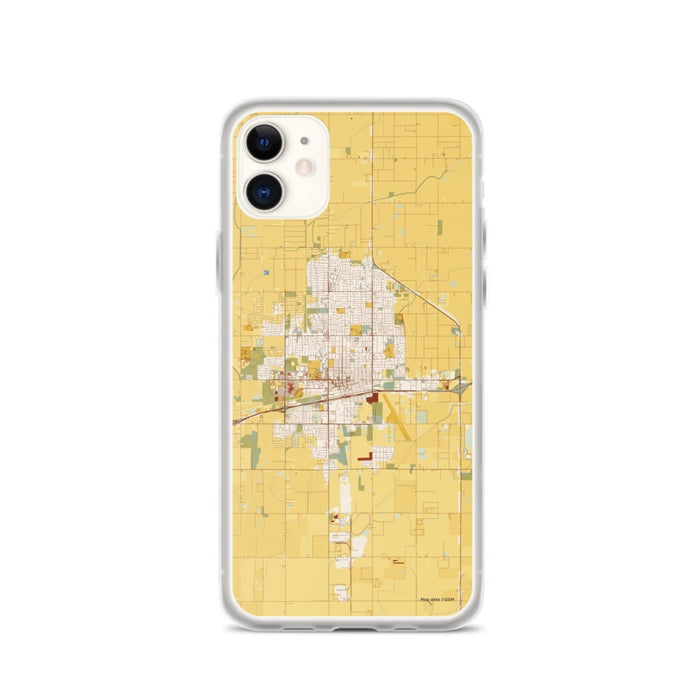 Custom iPhone 11 Hanford California Map Phone Case in Woodblock