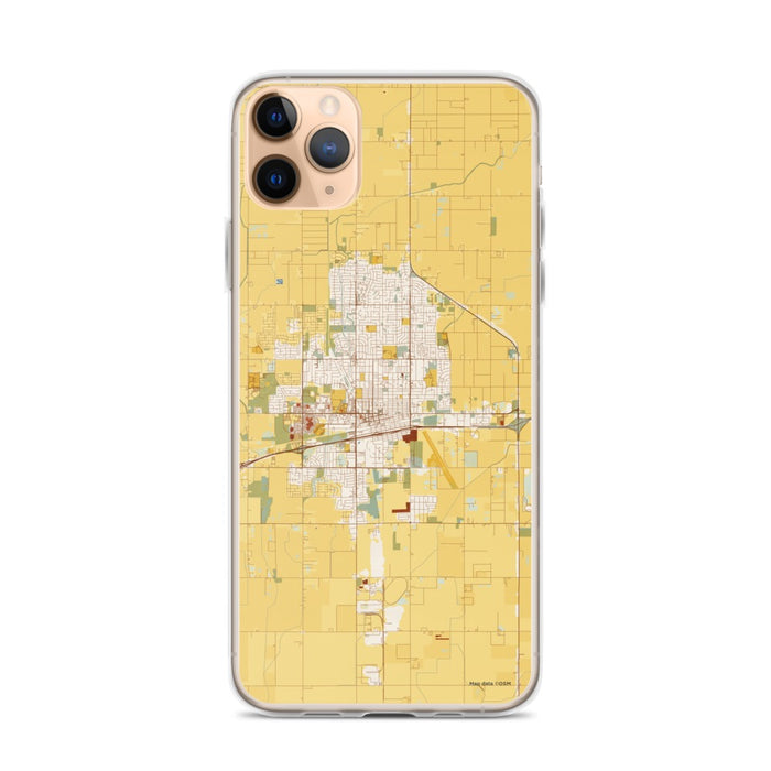 Custom iPhone 11 Pro Max Hanford California Map Phone Case in Woodblock