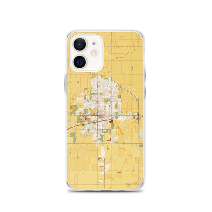 Custom iPhone 12 Hanford California Map Phone Case in Woodblock