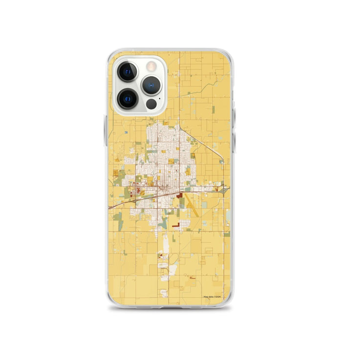 Custom iPhone 12 Pro Hanford California Map Phone Case in Woodblock