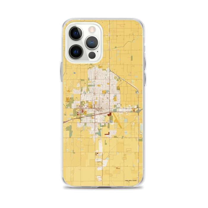Custom iPhone 12 Pro Max Hanford California Map Phone Case in Woodblock