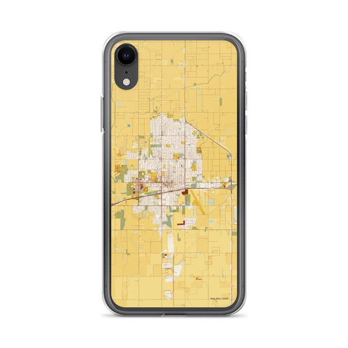 Custom iPhone XR Hanford California Map Phone Case in Woodblock