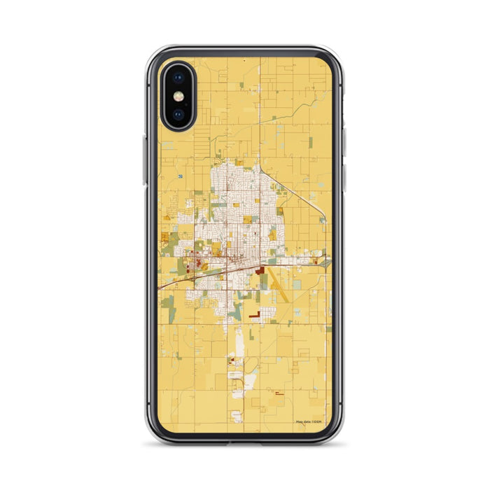 Custom iPhone X/XS Hanford California Map Phone Case in Woodblock
