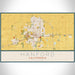 Hanford California Map Print Landscape Orientation in Woodblock Style With Shaded Background