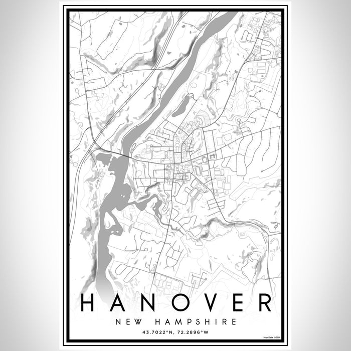 Hanover New Hampshire Map Print Portrait Orientation in Classic Style With Shaded Background
