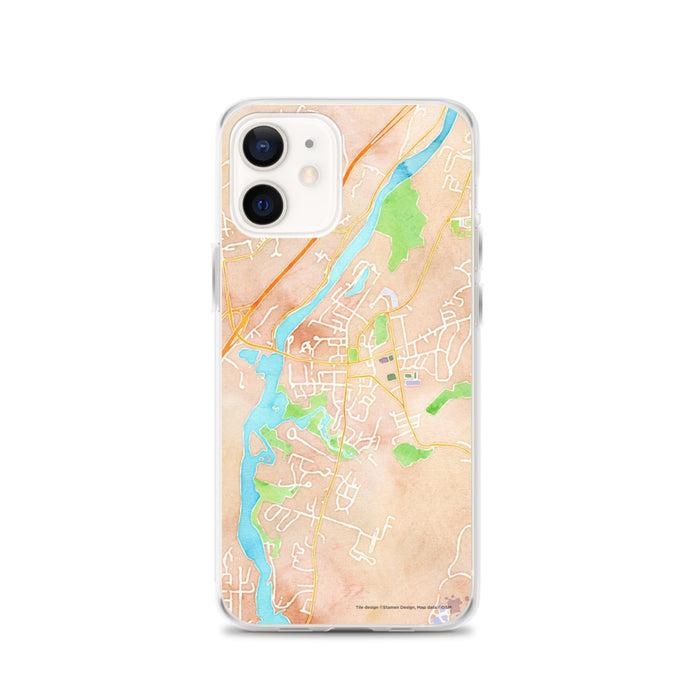 Custom Hanover New Hampshire Map iPhone 12 Phone Case in Watercolor