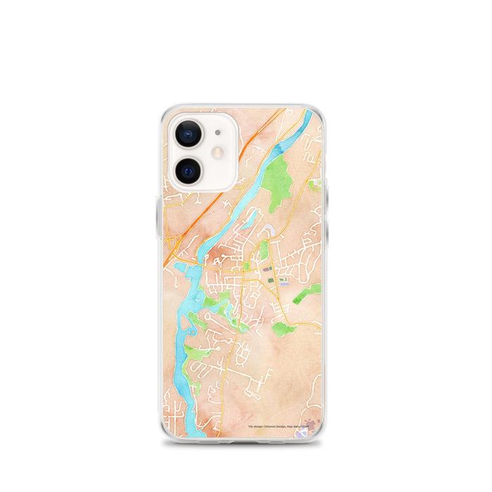 Custom Hanover New Hampshire Map iPhone 12 mini Phone Case in Watercolor