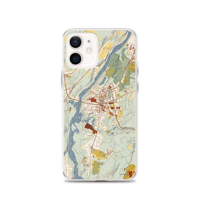 Custom Hanover New Hampshire Map iPhone 12 Phone Case in Woodblock