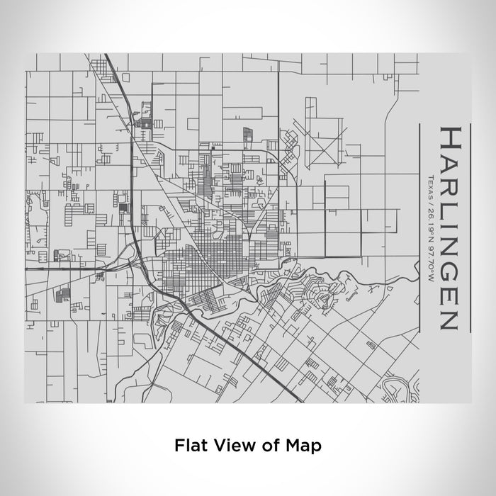 Rendered View of Harlingen Texas Map Engraving on 20oz Stainless Steel Insulated Bottle with Bamboo Top