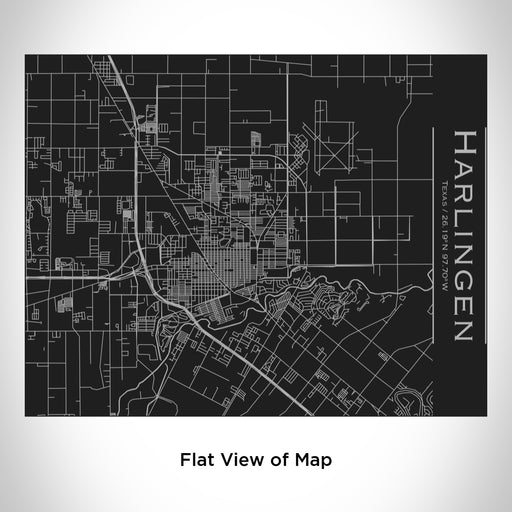 Rendered View of Harlingen Texas Map Engraving on 20oz Stainless Steel Insulated Bottle with Bamboo Top in Black
