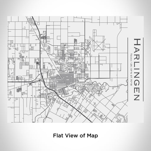 Rendered View of Harlingen Texas Map Engraving on 20oz Stainless Steel Insulated Bottle with Bamboo Top in White