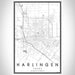 Harlingen Texas Map Print Portrait Orientation in Classic Style With Shaded Background