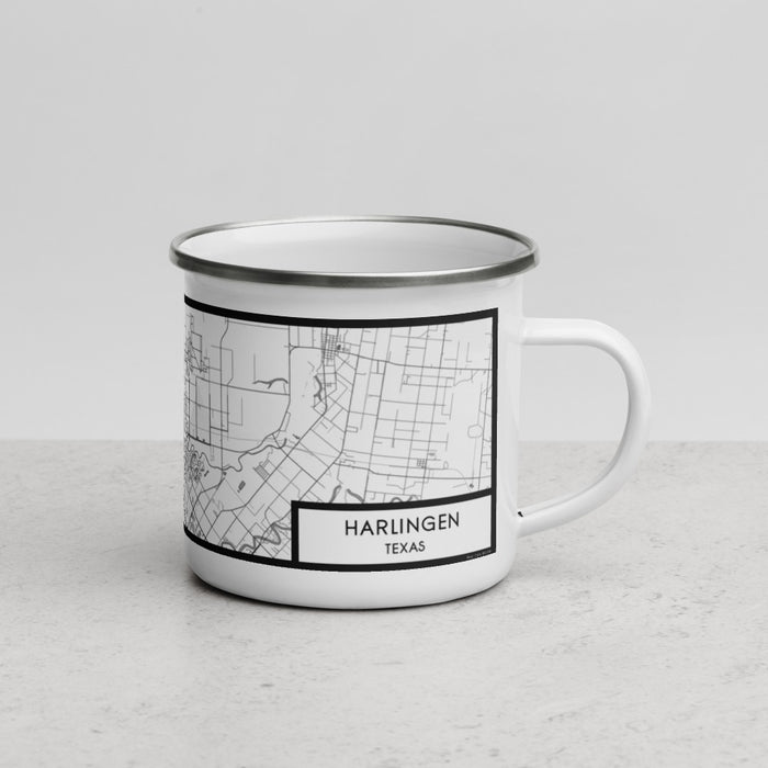 Right View Custom Harlingen Texas Map Enamel Mug in Classic